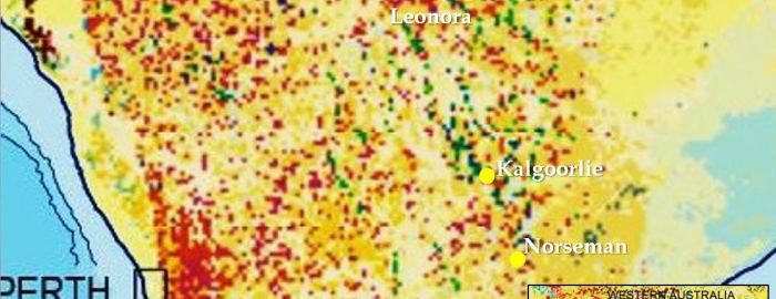 Yilgarn surficial geology showing Cauden giant ring structure. Blewett 2004