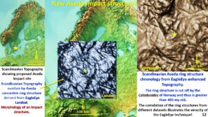 Figure 12. Scandinavian topography showing proposed new Aseda impact structure.