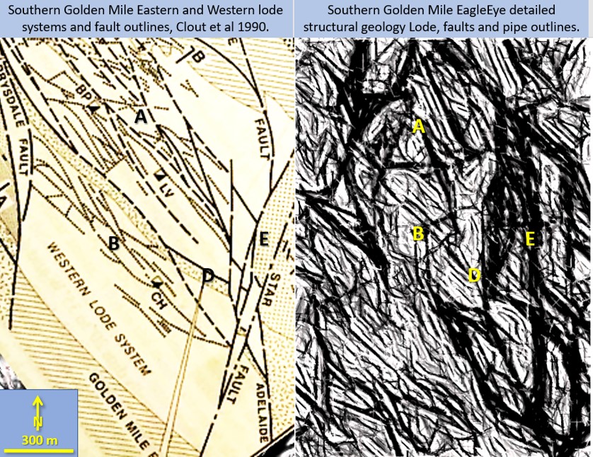 Figure 5n. Kalgoorlie southern GM published Eastern and Western lodes and EagleEye structure.
