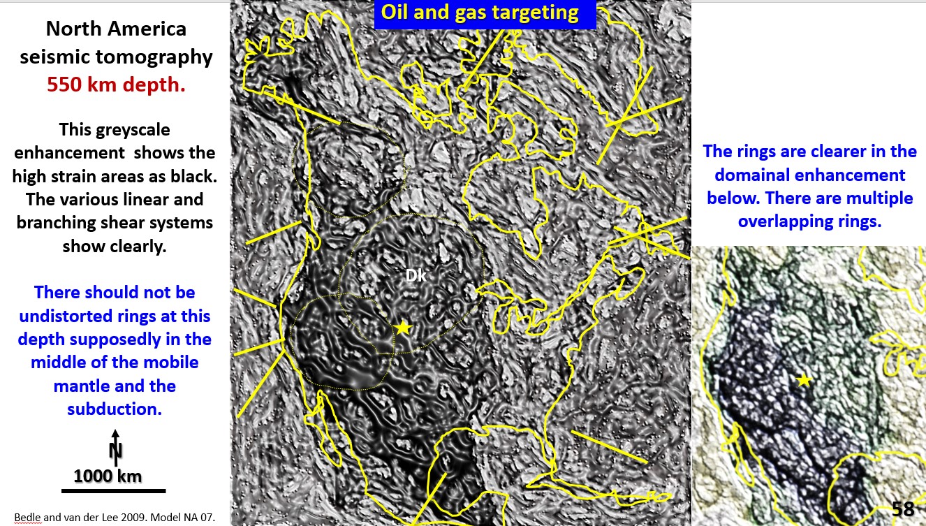 Figure 58. North America EagleEye seismic tomography at 550 km with structure.