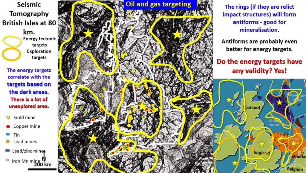 Figure 60. British Isles EagleEye seismic tomography at 80 km oil gas targeting.